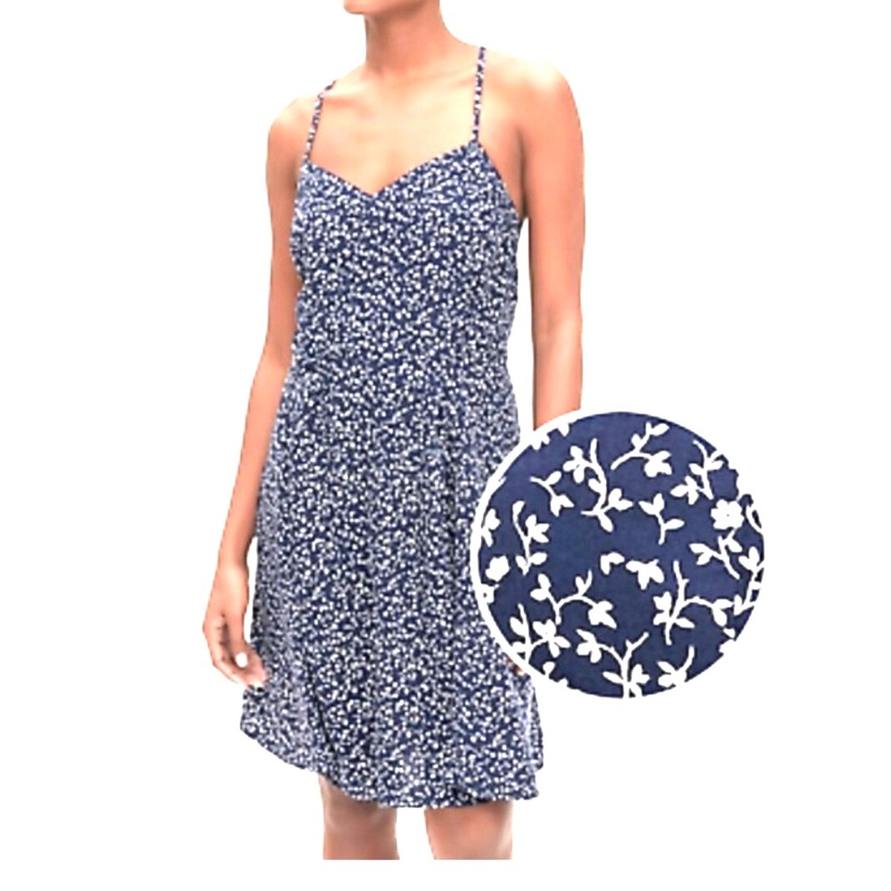 Gap Blue with White Flowers Dress NWT Size XS Women's